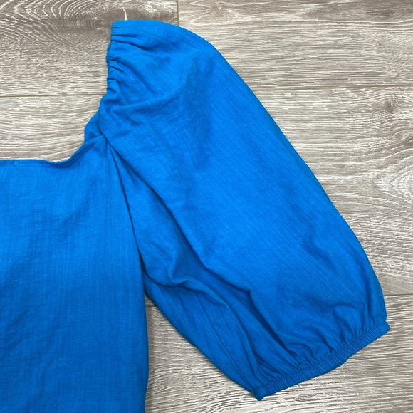 Zara Smocked Puff Sleeve Cropped Square Neck Blouse S - Picture 15 of 15